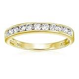 Vir Jewels 1/2 carat (ctw) Diamond Wedding Anniversary Band for Women, Half Eternity Round Diamond Engagement Ring 14K Yellow Gold Channel Set 0.50 cttw, Size 6