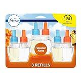 Febreze Plug In Air Freshener, Odor-Fighting Scented Oil Refill, Air Fresheners for Home and Bathroom and Kitchen, Long Lasting for Strong Odors, Hawaiian Aloha Scent, 0.87oz Refills, 3 Count