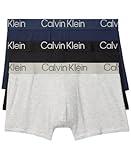 Calvin Klein Men's Ultra Soft Modern Modal 3-Pack Trunk, Black, Blue Shadow, Grey Heather, L