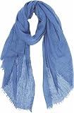 guiyal Cotton Blend Crinkle Vintage Soft Scarf with Fringed Edges,linen scarf,shawl,travel scarf，light blue…