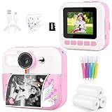 Moizoe Kids Instant Print Camera, Upgrade Digital Camera for Toddlers Ages 3-12, 1080P HD Video Recorder with 32GB SD Card, 2.4" Screen, Birthday Gifts for 6-10 Year Old Girls Boys