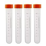 uxcell 10 Pcs 10ml Plastic Centrifuge Tubes with Screw-on Cap, Polypropylene Graduated Micro Centrifuge Tube, Round Bottom, Orange, Storage Container for Beads Sample Lab