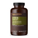 Amazon Elements Lysine Complex with Vitamin C for Immune Health Support, Vegetarian, 65 Servings, 195 Count (Packaging may vary)