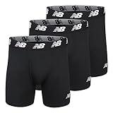 New Balance Men's 6" Boxer Brief Fly Front with Pouch, 3-Pack, Black/Black/Black, Large