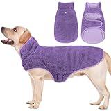 Malier Dog Winter Coat, Reversible Fleece Dog Cold Weather Coats Dog Jacket for Dogs, Windproof Warm Dog Coat Snow Dog Jacket Vest Pet Dog Clothes for Small Medium Large Dogs (Purple, Large)