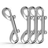 4 PCS Double Ended Snaps, 3.5 Inch Zinc Alloy Trigger Metal Clip, Silver Double Ended Snap Hooks for Pet Dog Leash, Water Bucket Hooks, Key Holder, Carabiner, Home, Farm, Other Indoor and Outdoor.