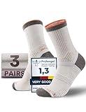 Juclise Hiking Socks for Men & Women,Merino Wool Cushioned Socks,Moisture Wicking & Anti-Blister,Breathable - 3-Pair (US, Alpha, Small, Regular, Regular, Light Beige*2 + Taro Mochi*1)