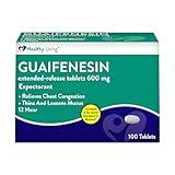 Healthy Living Guaifenesin Cough and Profile. Mucus Relief Extended-Release Tablets, 600 mg, 12 Hour Expectorant Caplet, 100 Count