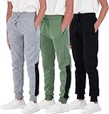 3 Pack: Boys Girls Youth Teen Active Athletic Basic Soft Kids Sports Fleece Jogger Soccer Track Gym Running Slim Pajama Sweatpants Casual Athletic Pantalones Winter Pockets-Set 10,L(14-16)