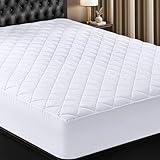 Utopia Bedding Quilted Fitted Mattress Pad, King Size, Elastic Fitted Mattress Topper Protector and Cover Stretches up to 16 Inches Deep, Machine Washable (White)