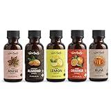 Spice Bounty Extracts 2 Fl Oz Bottles | Variety Pack – 5 Flavors (Pure Anise, Pure Lemon, Pure Orange, Imitation Almond, Imitation Rum) – Natural Baking Extracts for Cooking, Baking, and Beverages