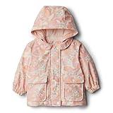 Amazon Essentials x Sofia Grainge Toddler Girls' Water-Repellent Rain Jacket, Peach Craft Floral, 4T