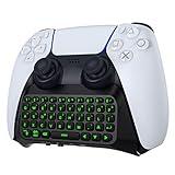 MoKo Keyboard for PS5 Controller with Green Backlight, Bluetooth Wireless Mini Keypad Chatpad for PlayStation 5, Built-in Speaker & 3.5mm Audio Jack for PS5 Controller Accessories