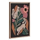 Kate and Laurel Sylvie Beaded Wild Garden Vintage Framed Canvas Wall Art by Oris Eddu; 18x24 Gold; Modern Colorful Plant and Animal Art