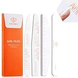 Modelones Nail Files and Nail Buffers Blocks 4 PCS, Double Side Trimed & Shaped Emery Board 100/150/180 Grits 600/3000 Nail Shine Polishing Stick, Reusable Washable Anti-bend Anti-drop Particles White
