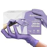 Lilac Nitrile Disposable Gloves - 50 Count - 3 Mil Nitrile Gloves Small - Powder and Latex Free Rubber Gloves - Surgical Medical Exam Gloves - Food Safe Cooking Gloves