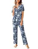 Avidlove Women Pajamas Set Notch Collar Soft Sleepwear Pjs Short Sleeve Button Down Nightwear with Long Pants