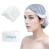 TEXIJUSO 200Pcs Disposable Bouffant Caps, 19inches Hair Net for Women and Men, Non-Woven Elastic Dust Cap, Anti-Dust Protective Head Cover for Food Service, Kitchen, Salon Spa, Workspace