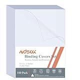 Ndsox 100 Pack Clear Binding Covers 8 Mil Polycover Report Cover Sheets 8-1/2 x 11 Inches Letter Size for Business Presentation Document Binding, Proposals, Office Supplies, Un-Punched, Square Corners