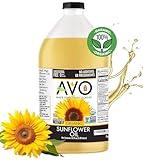 AVO ORGANIC 100% High Oleic SUNFLOWER Oil Frying, Baking, Non-stick Sautéing, Salads, Vinaigrette, Marinades, Pan Coating, General Cooking 64 Fl-oz (Half a Gallon), NO preservatives added, Naturally Processed