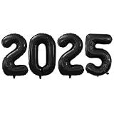 GOER 2025 Foil Number Balloons for 2025 New Year Eve Festival Party Supplies Graduation Decorations (Black,32 Inch)