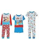 Nickelodeon Boys' Paw Patrol 6-Piece Snug-fit Cotton Pajama Set, Soft & Cute for Kids, Grey/Red/Blue, 4