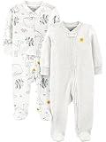 Simple Joys by Carter's Baby 2-Way Zip Thermal Footed Sleep and Play, Pack of 2, Animal/Sun, 0-3 Months