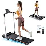 Hometro Foldable Treadmill with 7% Incline, Portable Under Desk Folding Walking Pad 0.6-7.5mph with Handle, Remote and App, 265lbs,No Assembly Needed