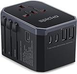 EPICKA Universal Travel Adapter, International Power Plug Adapter with 3 USB-C and 2 USB-A Ports, All-in-One Worldwide Wall Charger for USA EU UK AUS (TA-105C, Black)