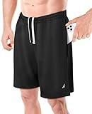 NY Threads Men's Athletic Shorts Quick Dry Loose-Fit Lightweight Running Workout Gym Shorts with Pockets, Large, Black