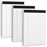 3 Pack White Legal Pads 8.5 x 11 Note Pads, Wide Ruled Notepads, Micro Perforated Lined Note Writing Pads 30 Sheets per Notepad Double-Side Printed Legal Note Pad 8.5x11'' for Home, Office, School