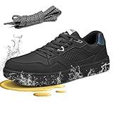SPIEZ Non Slip Work Shoes Men Women, Oil Stain Slip Resistant Food Service Shoes, Breathable Lightweight Fashion Sneakers for Standing All Day, Black US4.5-13.5