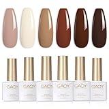 GAOY Nude Brown Fall Gel Nail Polish Set, 6 Colors White Beige Dark Tan Taupe Soak Off UV Light Cure Gel Polish Kit for Salon and Nail Art DIY at Home