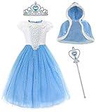 MYZLS Cinderella Princess Dress Girls Snow White Fancy Party Costume Halloween Dress Up Outfit Size 120, 4-5 Years,Blue