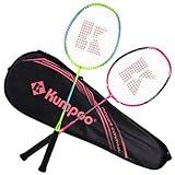 KUMPOO Professional Badminton Rackets Set of 2, Lightweight Badminton Rackets for Training Games, High String Tension Carbon Fiber Shaft Badminton Rackets Set with Cover Bag, CA-06