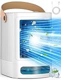 FANCOLE Portable Air Conditioners, 3-IN-1 Small Air Conditioner w/ 3-Level Humidify & 3 Speeds, 7-Color Night Lights, Top Fill Tank for 8H Cooling, Desk Mini Air Conditioner for Bedroom Room Office