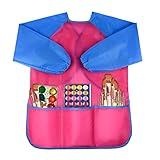 NEBURORA 1 Pack Kids Art Smocks Waterproof Children Art Smock Kids Art Aprons with 3 Roomy Pockets,Painting Supplies for Age 3-5 Years(Pink)