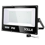 SOLLA 500W LED Flood Light Outdoor, 50000lm 3000K Warm White 2750W Equivalent Super Bright Security Light, IP66 Waterproof Arena Lights,Commercial Lighting for Backyard,Court,Stadium,Fields 110-265V