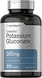 Horbäach Chelated Potassium Gluconate Supplement 595mg | 300 Count | Vegetarian, Non-GMO, Gluten Free