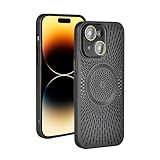 xoniery Compatible with iPhone 15 All-Inclusive Hollow MagSafe Case [ Senior Heat Dissipation Breathable ] [ Luxury Shock Protection ] iPhone 15 Case for Man Women Girls-Black