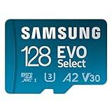 SAMSUNG EVO Select microSDMemory Card + Adapter, 128GB microSDXC, Up-to 160 MB/s, 4K UHD, UHS-I, C10, U3, V30, A2, for Mobile Phone, Smartphones, Nintendo-Switch, and Tablets (MB-ME128SA/AM)