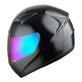 1STORM Motorcycle Bike Full FACE Helmet Booster Glossy Black; Size XS (53-54 CM)