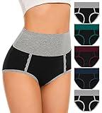 DUKAWA Womens Underwear Cotton High Waisted C Section Postpartum Plus Size Panties Tummy Control Briefs For Ladies 5-Packs 2X-Large