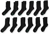 Hanes Medium-Shoe Size: 9-2.5 Boys, Double Tough Cushioned Crew Socks, 12-Pair Packs, Black