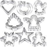 Christmas Cookie Cutters Set - 24 Pcs Holiday Cookie Cutter with 8 Shapes - Gingerbread Men, Christmas Tree, Snowflake, Apple, Angel, Gloves, Heart and Star Biscuit Cutters for Winter Holiday Baking