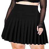 Moon Wood Women's Plus Size Pleated Tennis Skirt- Girls High Waist Athletic Golf Skirts with Shorts Black