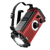 10000wAh/37000mWh Emergency Hand Crank Radio, Solar AM FM NOAA Weather Radio, 5 Charging Methods, Torch & LED Reading Light, SOS Alarm for Winter Storm Emergency, Red