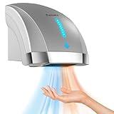 modunful Hand Dryers for Bathrooms Commercial, Electric Hand Dryer Touchless, Extra Quiet Low Noise(40db), Wall Mounted Type(1600W) (Silver)