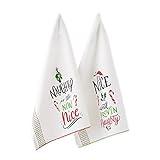 DII Holiday Kitchen Towel Set, Christmas Tea Towels for Baking, Cooking & Entertaining 18x28, Naughty/Nice, 2 Piece