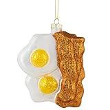 Northlight 3.75" Eggs and Bacon Glittered Glass Christmas Hanging Ornament